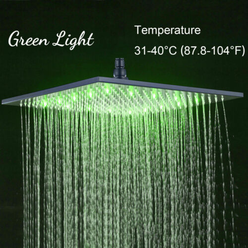 Matte Black Ceiling Mounted Rainfall Shower Faucet: 12'' or 16'' with LED Option - Image 8