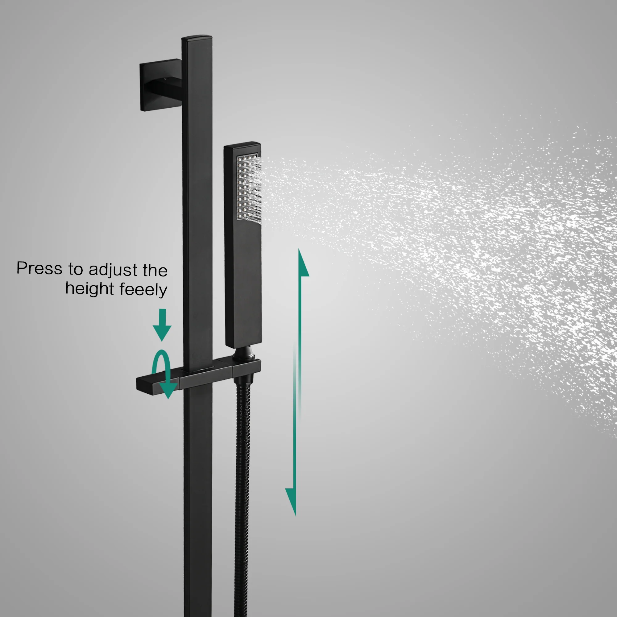 22" Matte Black Rainfall/Waterfall Shower Head with 3-Way Thermostatic Faucet, Optional LED - Image 15