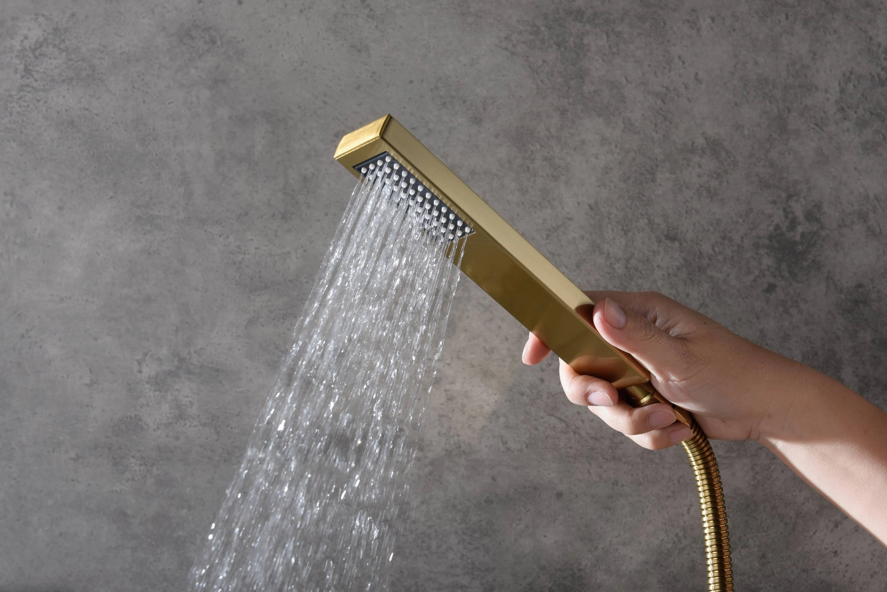 22-Inch Brushed Gold 3 Way Thermostatic Shower Faucet System with Rainfall and Waterfall - Image 15