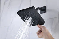 Matte Black 24" or 20" Rainfall Shower System with 4-Way Thermostatic Valve and Body Jets - Image 22
