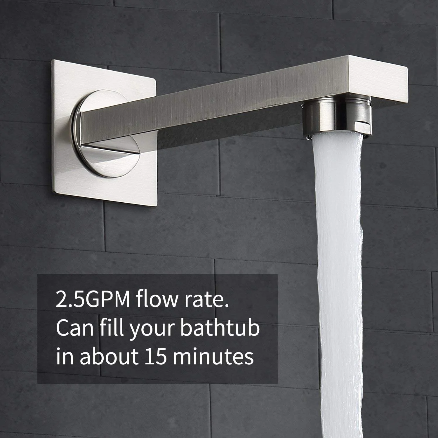 Brushed Nickel Wall Mount 3-Way Thermostatic Shower Valve System with Tub Spout - Image 15