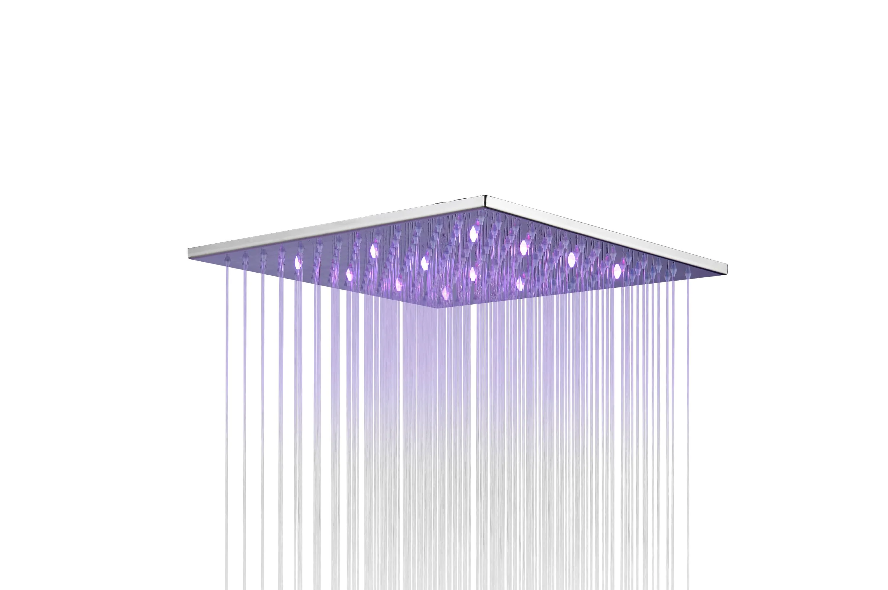 12-inch or 16-inch Rainfall 3 LED Colors Chrome Ceiling Mount 3-Way Thermostatic Shower System - Image 7