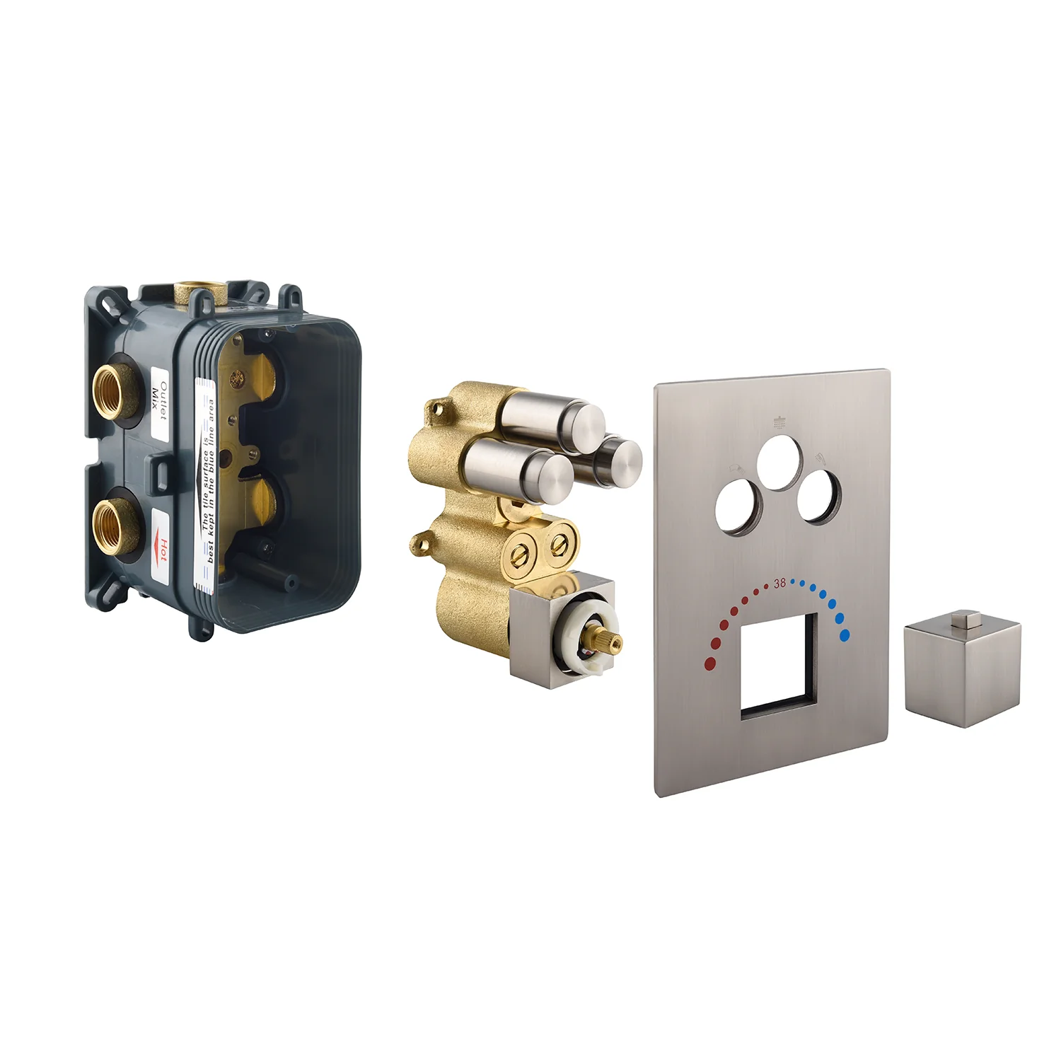 3-Way Brushed Nickel Ceiling-Mounted Thermostatic Shower System with 12'' or 16'' Rain Head, Optional LED Light - Image 14