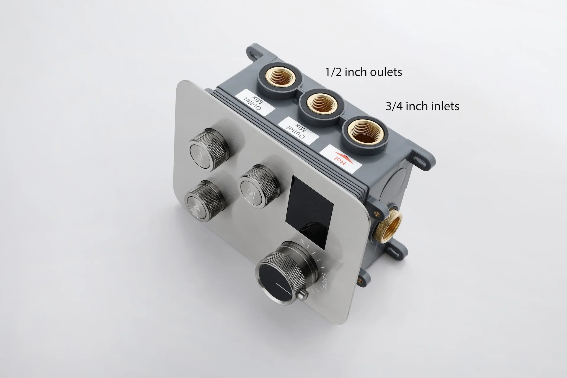3-Way Brushed Nickel Ceiling-Mounted Thermostatic Shower System with 12'' or 16'' Rain Head, Optional LED Light - Image 7