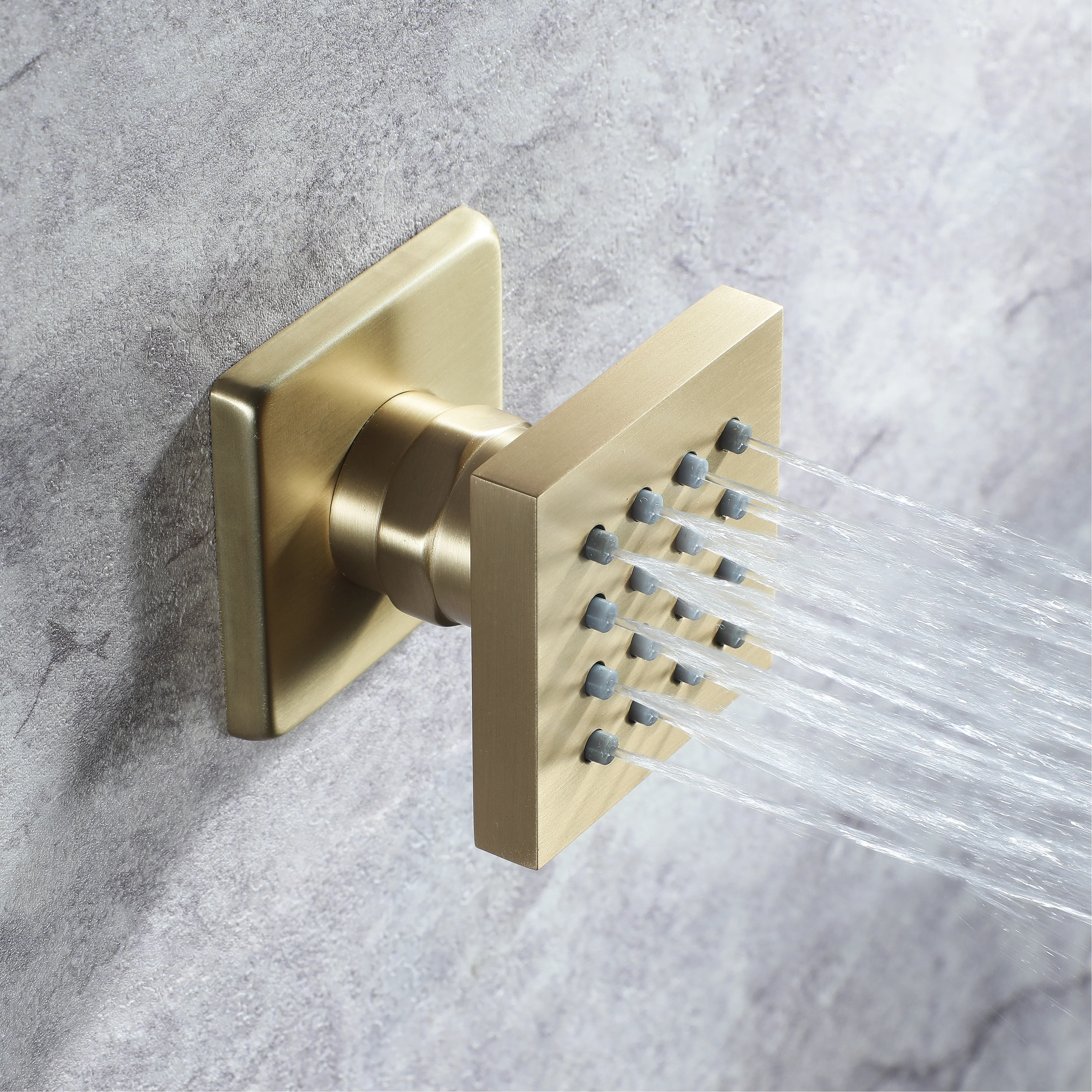Brushed Gold 23x15" LED Music Shower Head with 4-Way Thermostatic Faucet - Image 6