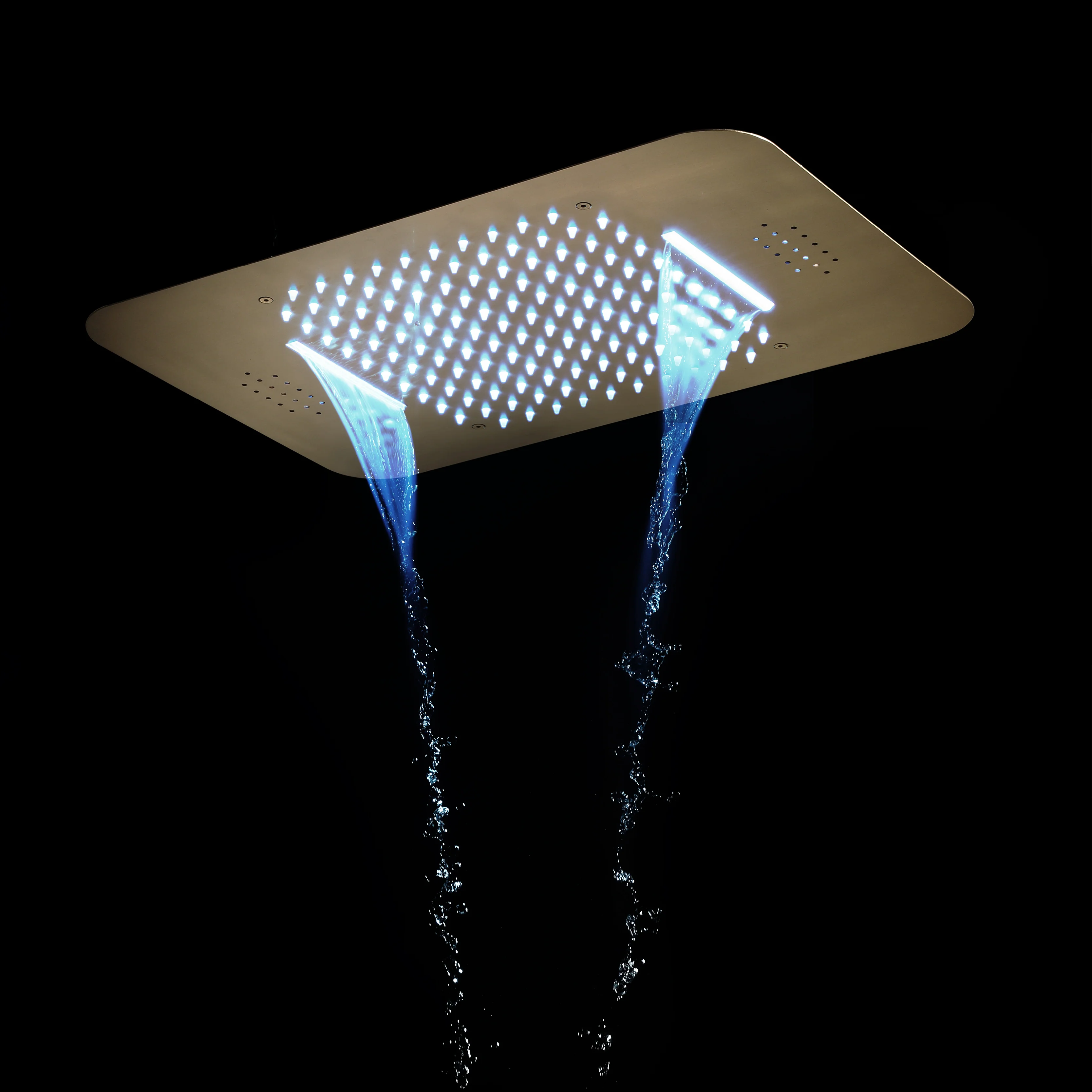 Brushed Gold 23x15" LED Music Shower Head with 4-Way Thermostatic Faucet - Image 3