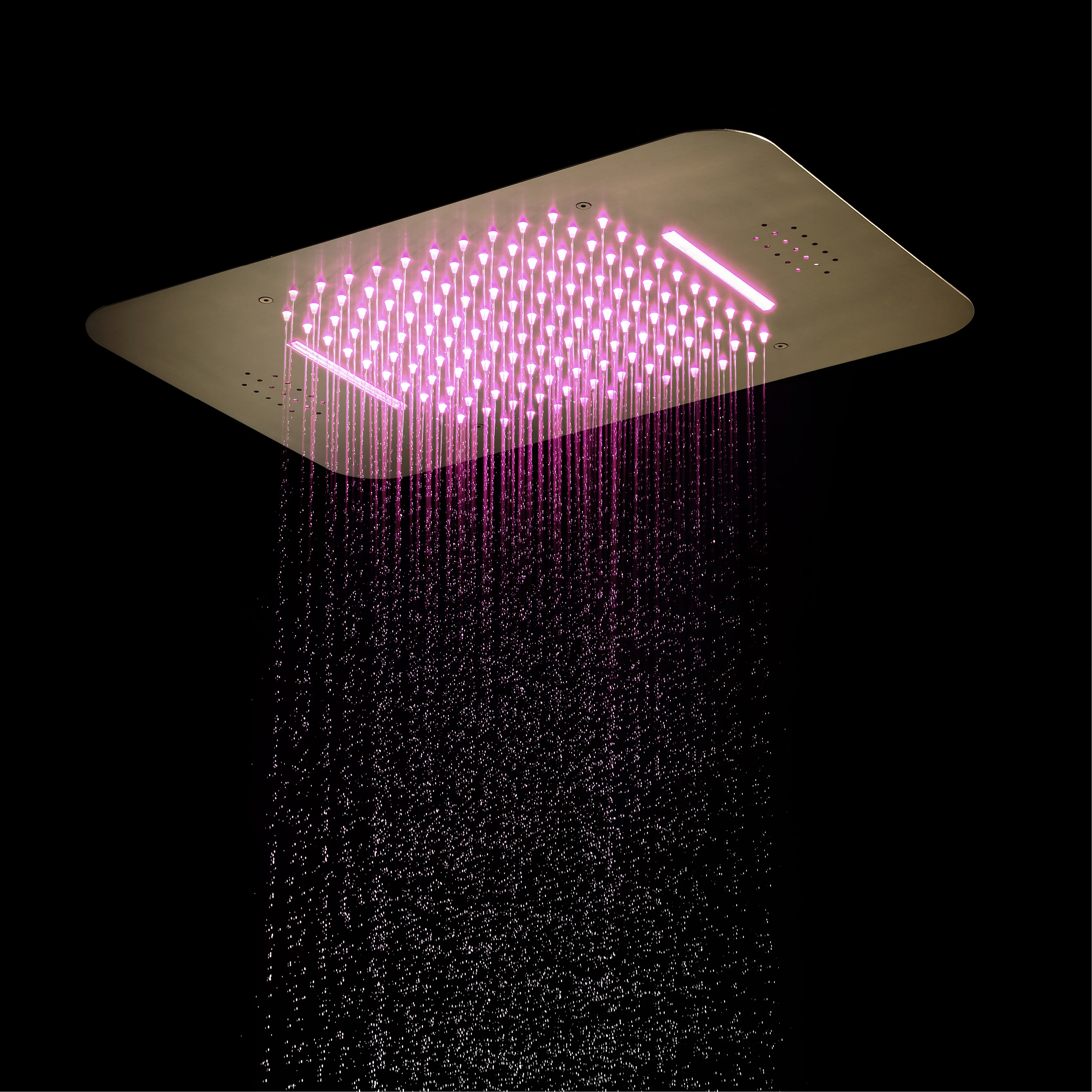 Brushed Gold 23x15" LED Music Shower Head with 4-Way Thermostatic Faucet - Image 4