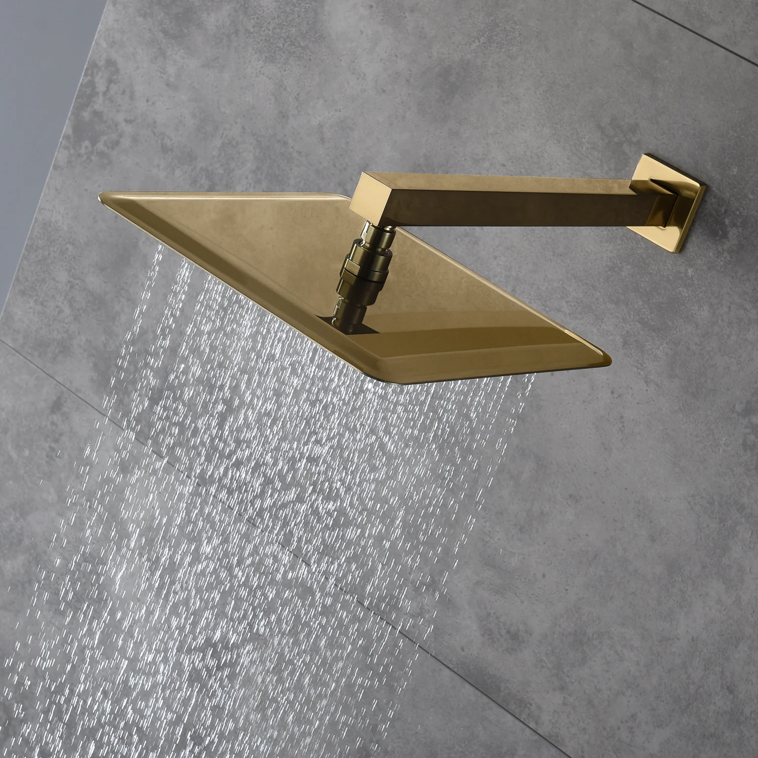 Brushed Gold Wall-Mounted 3-Way Thermostatic Shower System with Body Jets - Image 8