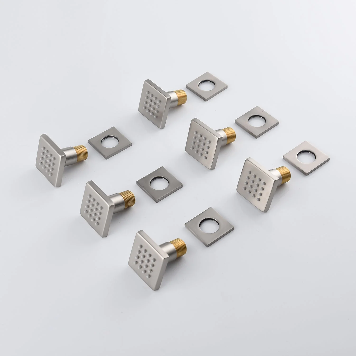 Brushed Nickel 12'' or 16'' Wall-Mounted Rain Shower System with 6 Body Jets and 3-Way DigitalDisplay Thermostatic Valve: Simultaneous and Independent Functionality - Image 6