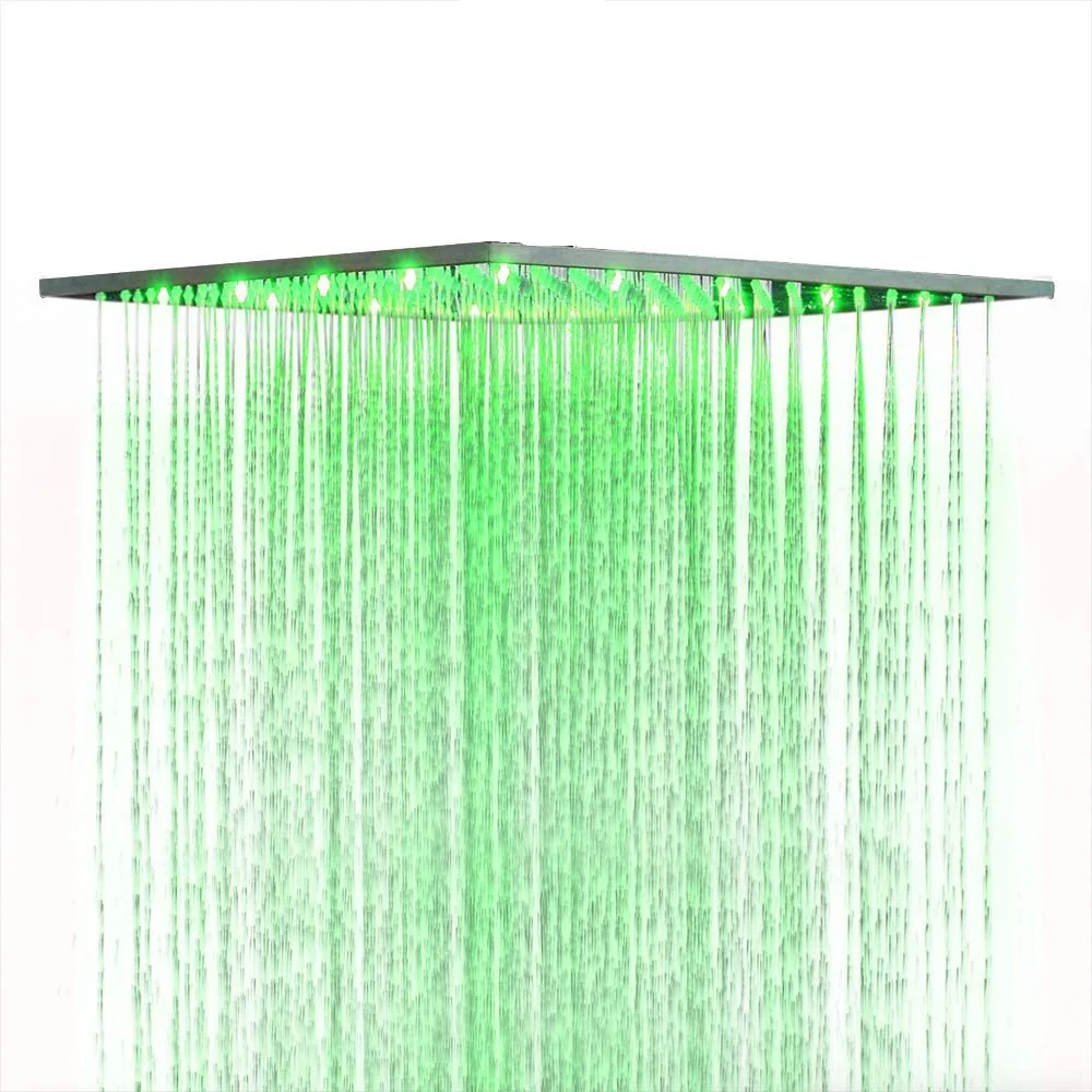 Brushed nickel 16inch rainfall shower head 3 way digital display thermostatic shower system with 4inch body jets and sliding bar - Image 5