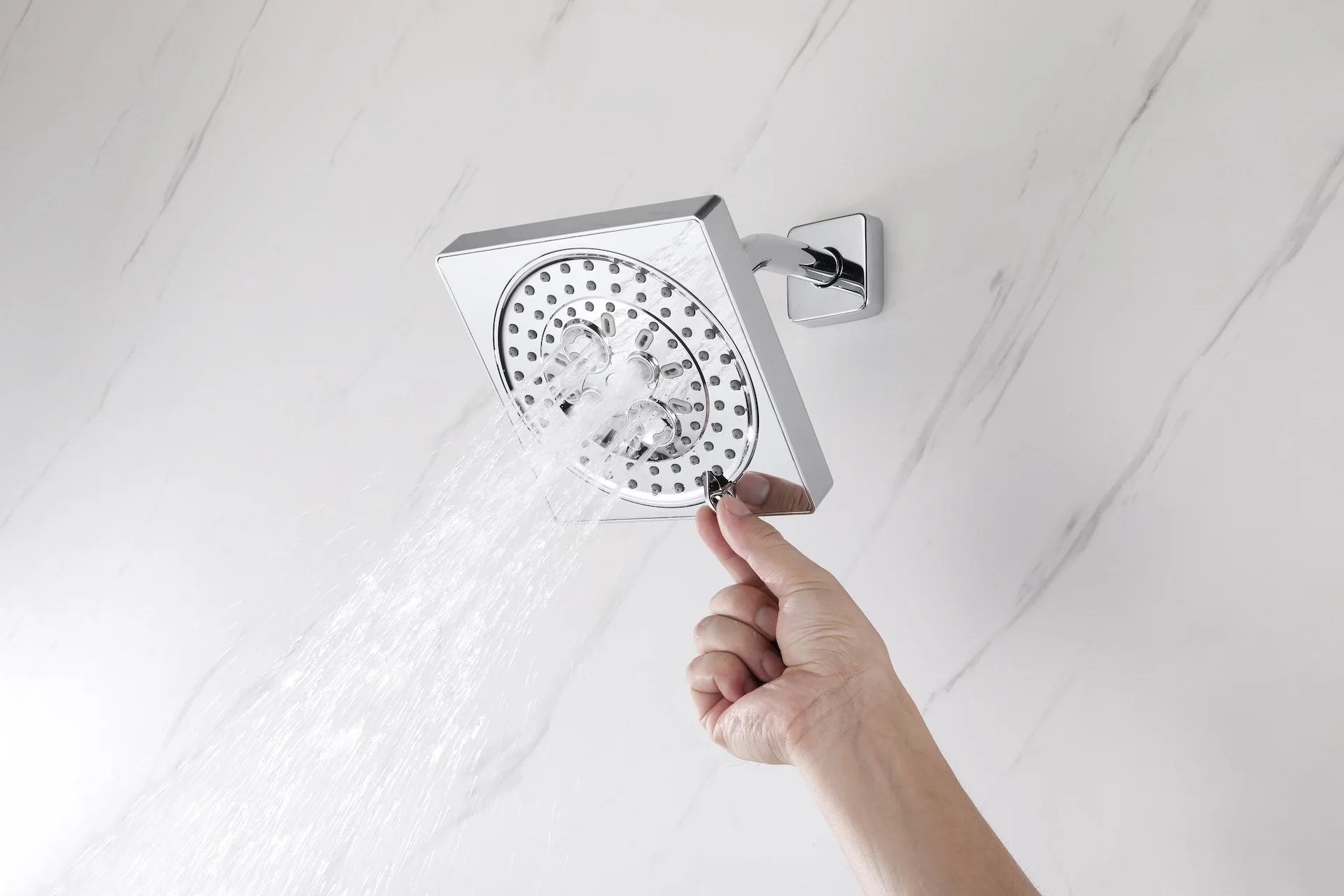 Chrome 16 inch LED light ceiling mount 3 way thermostatic shower faucet with regular head and sliding bar - Image 11