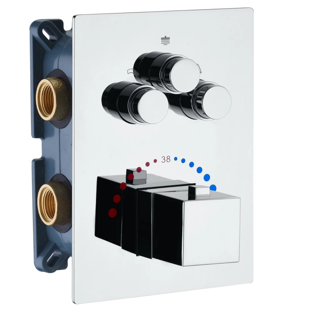 Chrome or rose gold or brushed nickel 3-Way Thermostatic valve with trim and each function work at the same time and seperately - Image 8