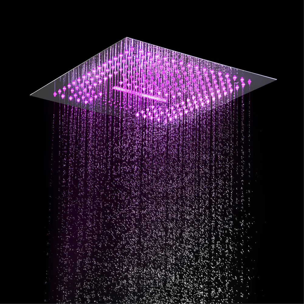 16" LED Chrome/Matte Black/Brushed Gold/Nickel Shower Head with 3-Way Thermostatic Valve, LED Display, 6 Body Jets - Image 6