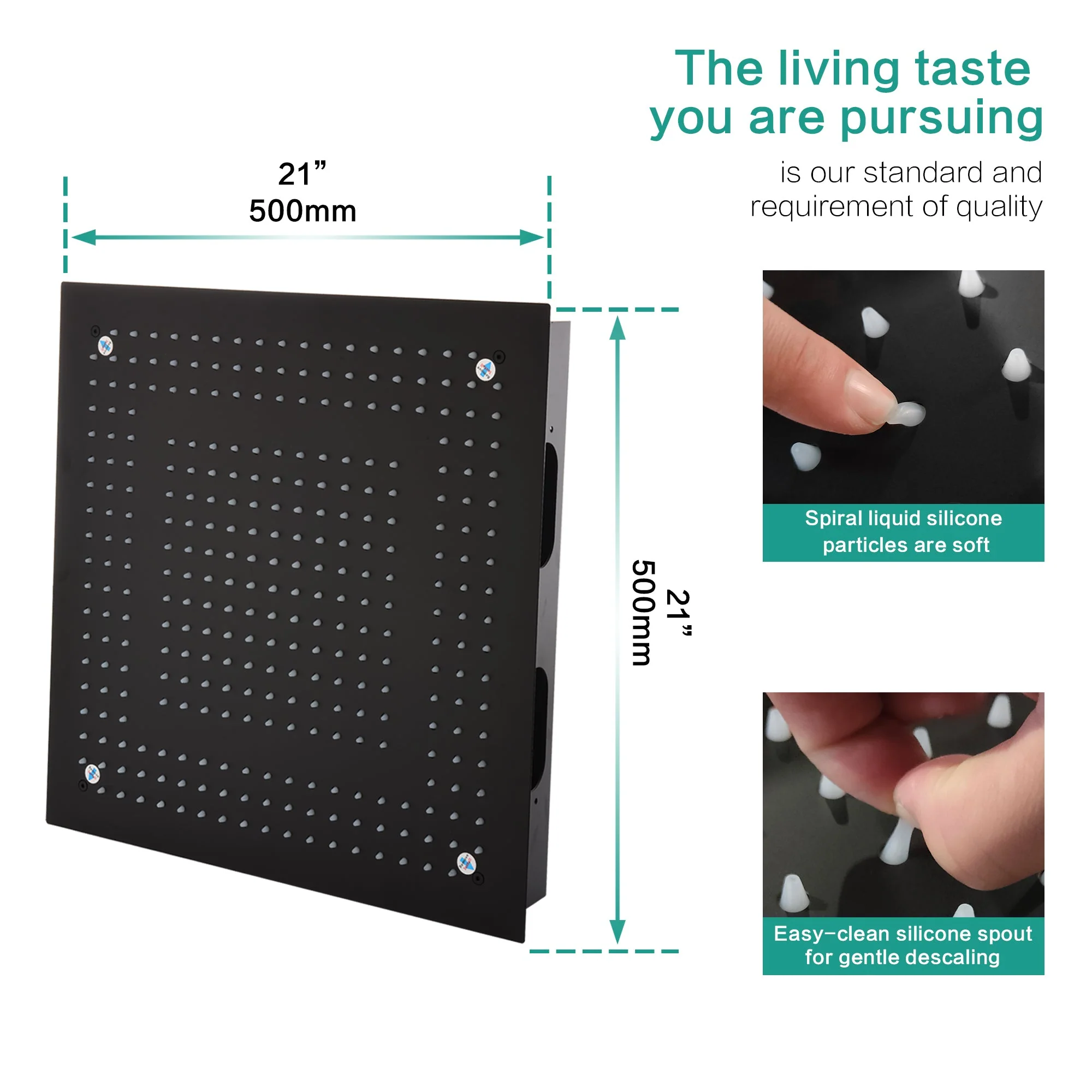 Matte Black 20" or 24" Ceiling-Mounted 3-Way Thermostatic Shower Faucet - Image 11