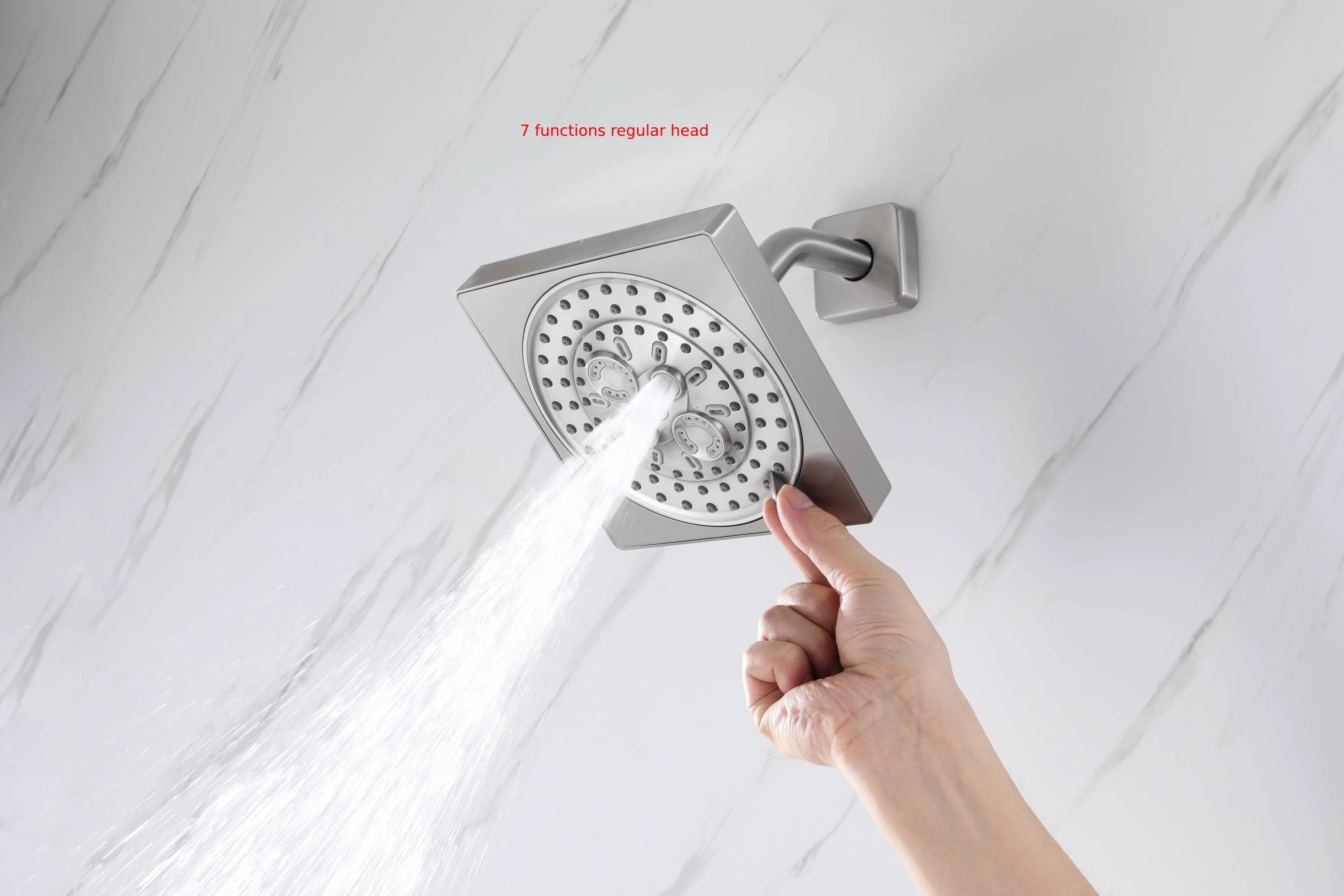 Brushed nickel rainfall shower head high pressure shower head 3 way thermostatic valve shower heads systems each function work at the same time and separately - Image 30