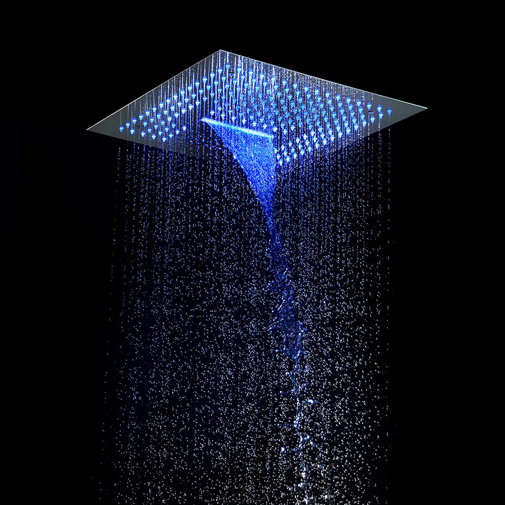 16-Inch Flushed Mount Shower Head: Rainfall, Waterfall, 64 LED Lights, Bluetooth Music, 4 Finish Colors Available - Image 3