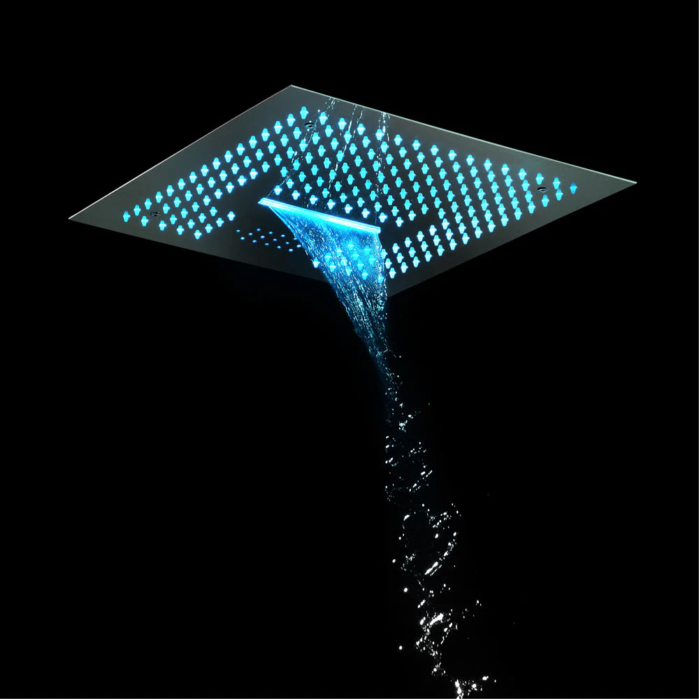 16-Inch Flushed Mount Shower Head: Rainfall, Waterfall, 64 LED Lights, Bluetooth Music, 4 Finish Colors Available - Image 5