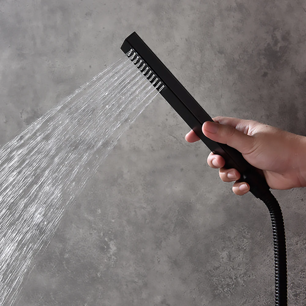 Ceiling mount 12-Inch or 16-Inch Matte Black Rain Showers with 3-Way Anti-Scald Digital Display Valve, Trim, and Tub Spout - Image 3