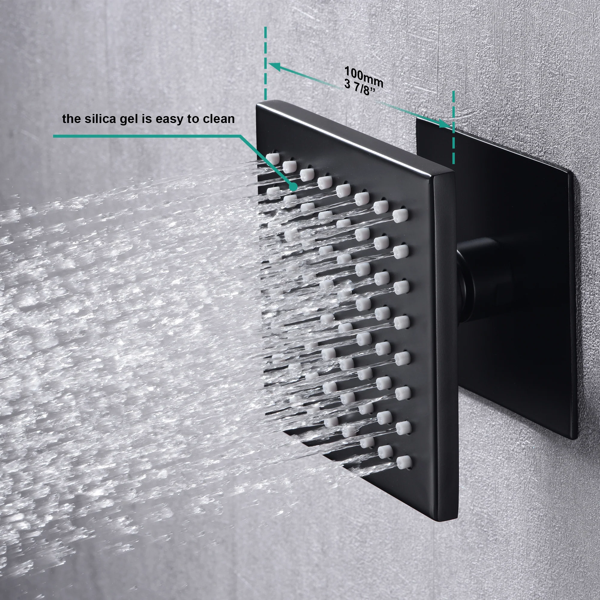 matte black ceiling mount 12 inch or 16 inch rain head 3 way digital display thermostatic shower faucet with large body sprayers - Image 5