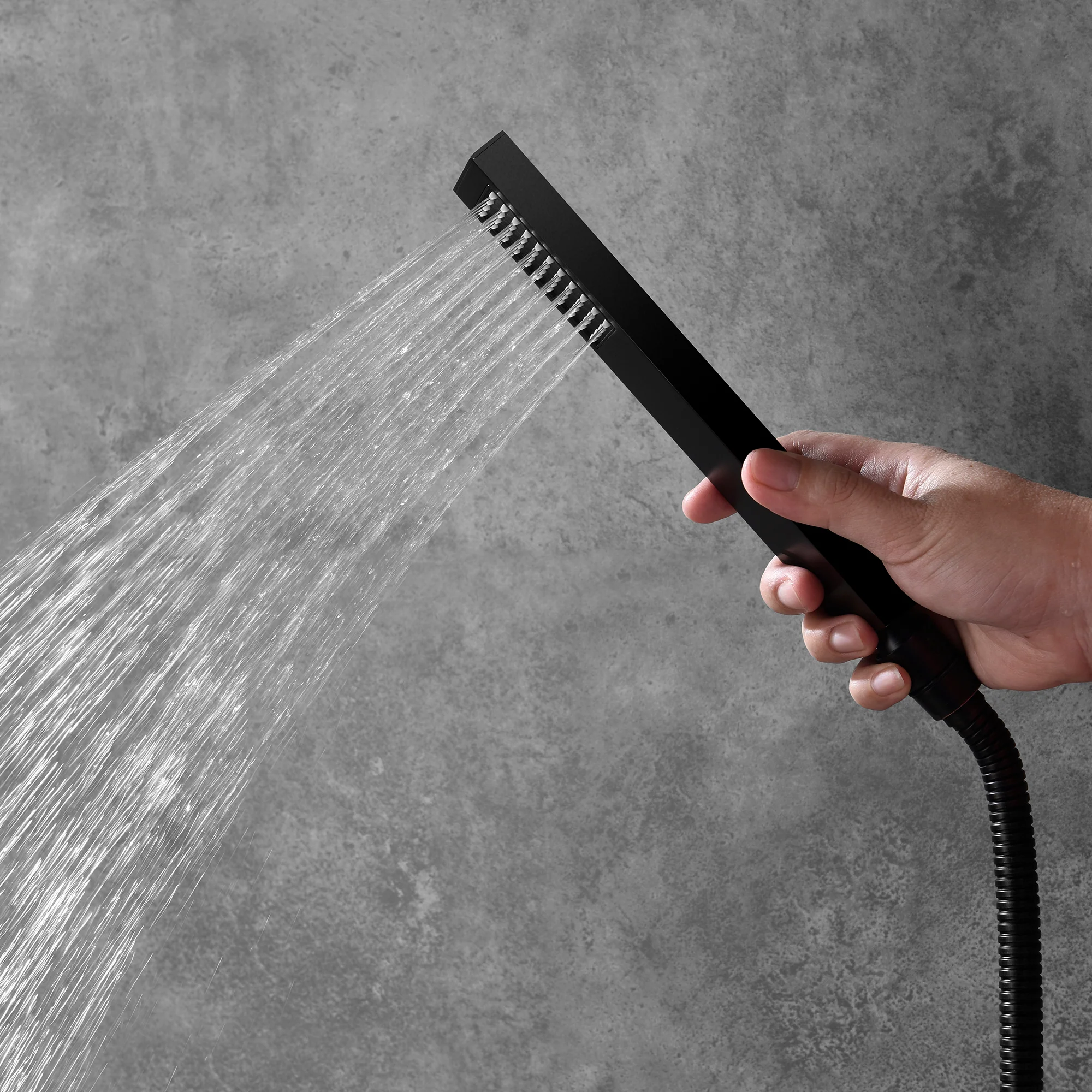 waterfall rainfall 22'' matte black 3 Way digital display Thermostatic Shower Faucet system with sliding bar - Image 8